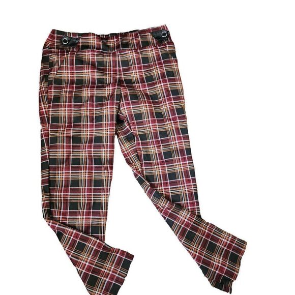 Vintage Y2K  Pants Womens Size L Red Stretch Punk Rock Plaid Taper Leg - Picture 2 of 6